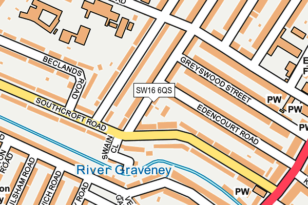 SW16 6QS map - OS OpenMap – Local (Ordnance Survey)
