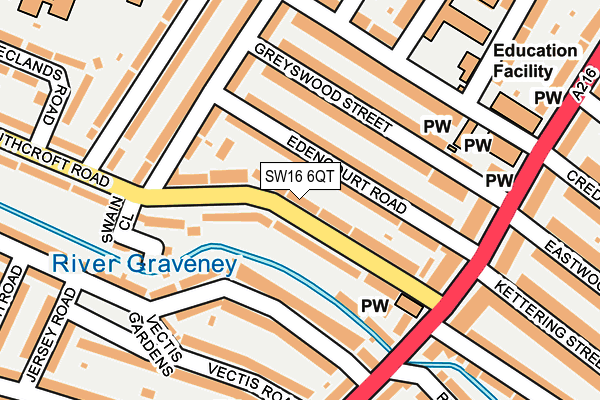 SW16 6QT map - OS OpenMap – Local (Ordnance Survey)