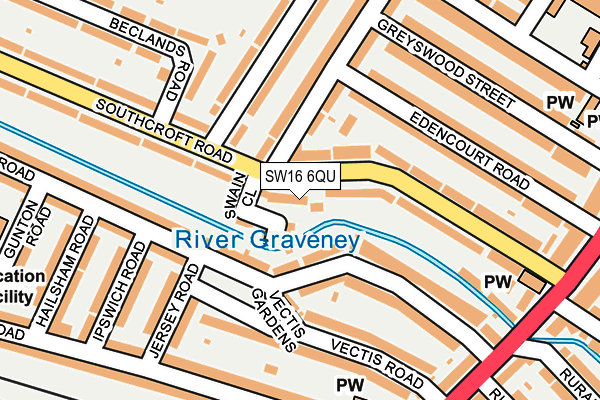 SW16 6QU map - OS OpenMap – Local (Ordnance Survey)