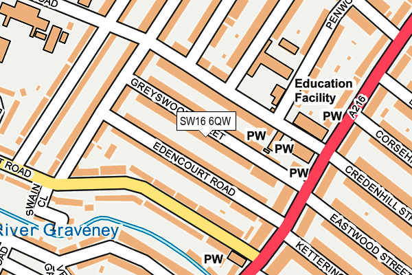 SW16 6QW map - OS OpenMap – Local (Ordnance Survey)