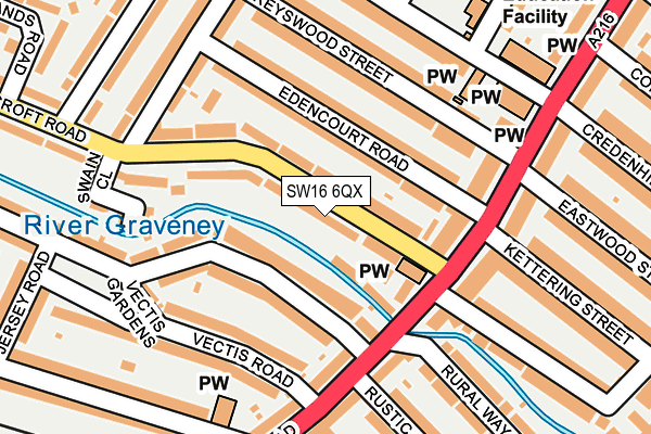 SW16 6QX map - OS OpenMap – Local (Ordnance Survey)