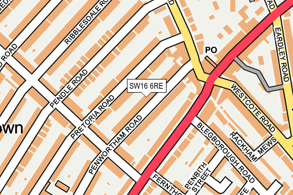 SW16 6RE map - OS OpenMap – Local (Ordnance Survey)