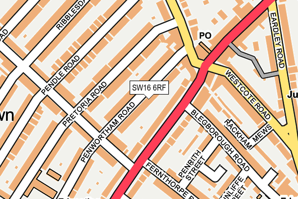 SW16 6RF map - OS OpenMap – Local (Ordnance Survey)