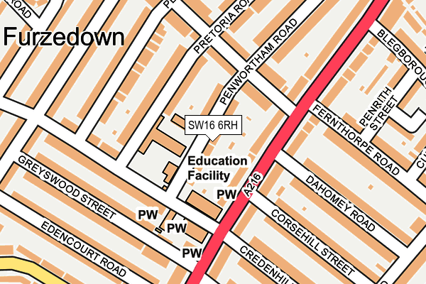 SW16 6RH map - OS OpenMap – Local (Ordnance Survey)