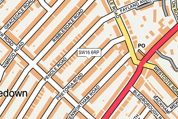 SW16 6RP map - OS OpenMap – Local (Ordnance Survey)