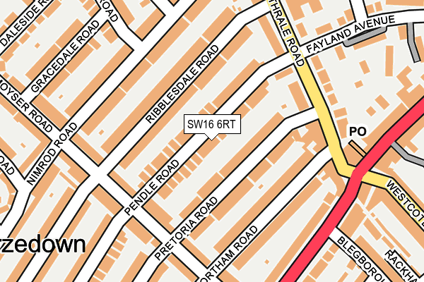 SW16 6RT map - OS OpenMap – Local (Ordnance Survey)