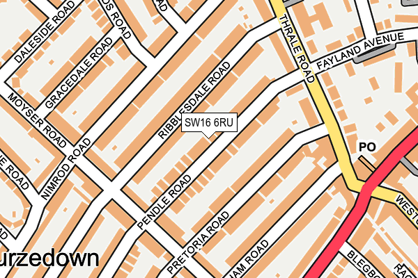SW16 6RU map - OS OpenMap – Local (Ordnance Survey)