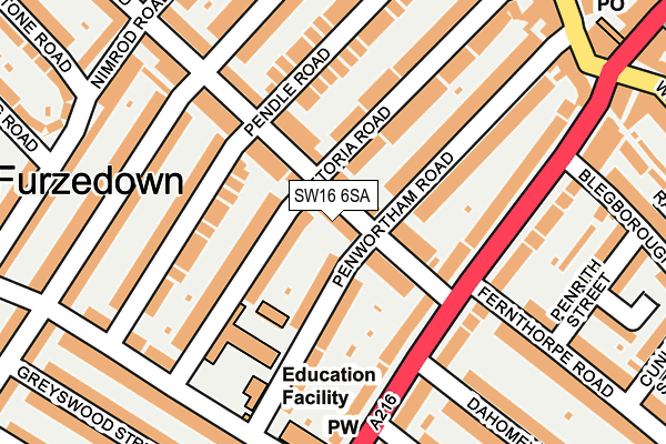 SW16 6SA map - OS OpenMap – Local (Ordnance Survey)