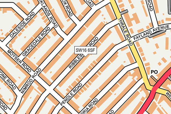SW16 6SF map - OS OpenMap – Local (Ordnance Survey)