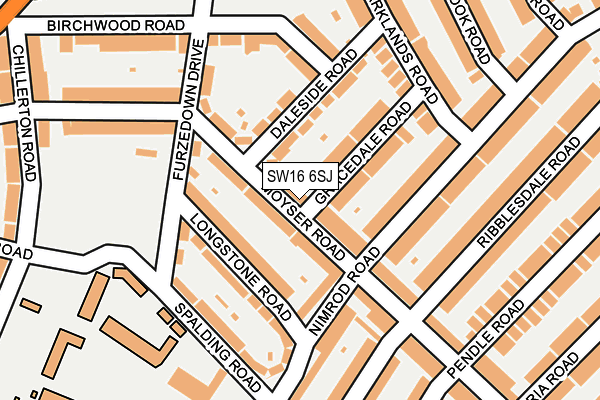 SW16 6SJ map - OS OpenMap – Local (Ordnance Survey)