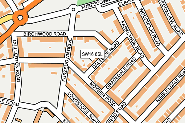 SW16 6SL map - OS OpenMap – Local (Ordnance Survey)