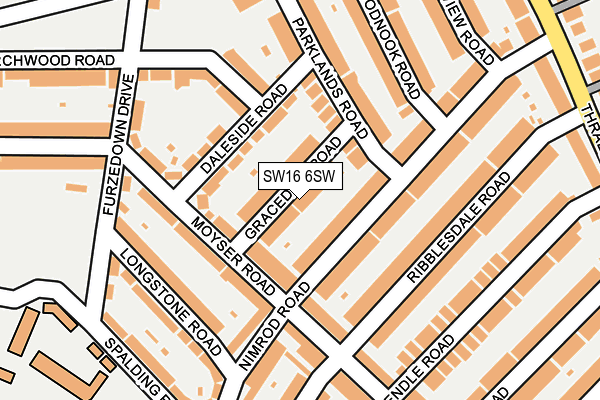 SW16 6SW map - OS OpenMap – Local (Ordnance Survey)