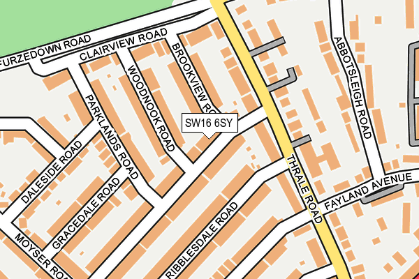 SW16 6SY map - OS OpenMap – Local (Ordnance Survey)