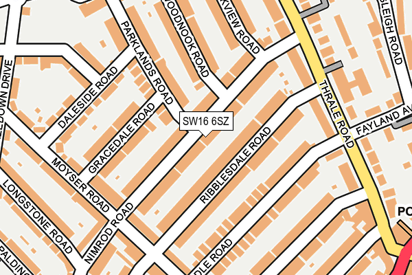 SW16 6SZ map - OS OpenMap – Local (Ordnance Survey)