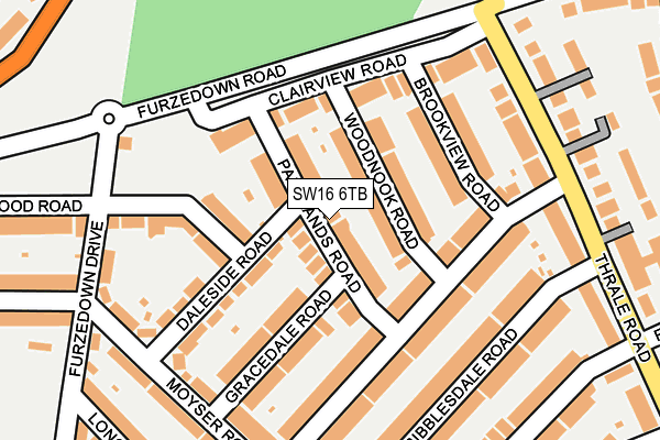 SW16 6TB map - OS OpenMap – Local (Ordnance Survey)