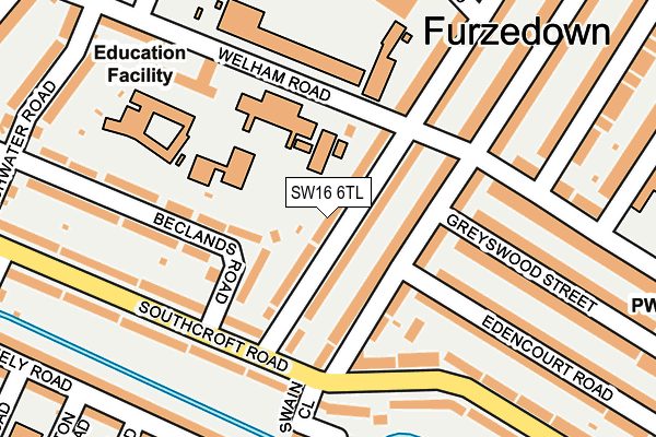 SW16 6TL map - OS OpenMap – Local (Ordnance Survey)