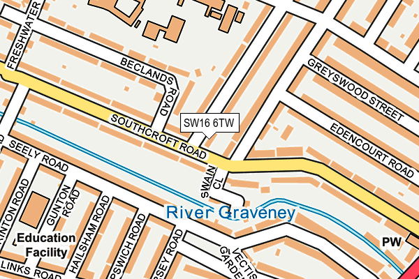 SW16 6TW map - OS OpenMap – Local (Ordnance Survey)