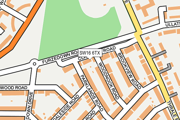 SW16 6TX map - OS OpenMap – Local (Ordnance Survey)