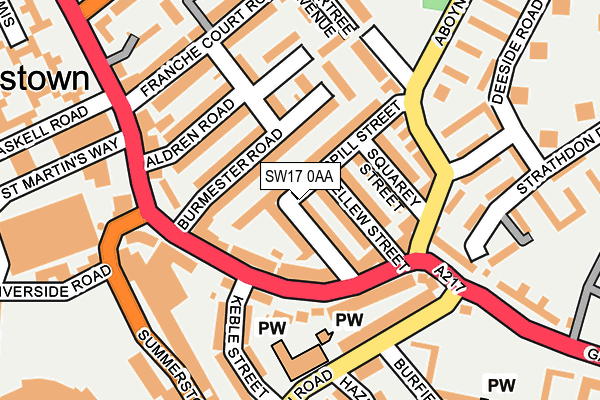 SW17 0AA map - OS OpenMap – Local (Ordnance Survey)