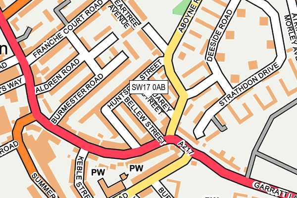 SW17 0AB map - OS OpenMap – Local (Ordnance Survey)