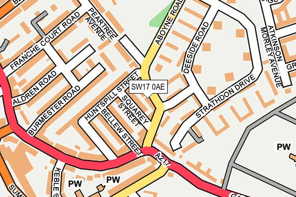 SW17 0AE map - OS OpenMap – Local (Ordnance Survey)
