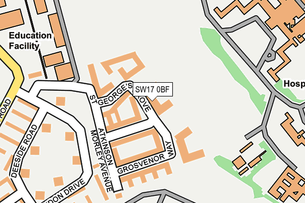 SW17 0BF map - OS OpenMap – Local (Ordnance Survey)