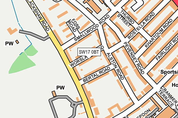 SW17 0BT map - OS OpenMap – Local (Ordnance Survey)