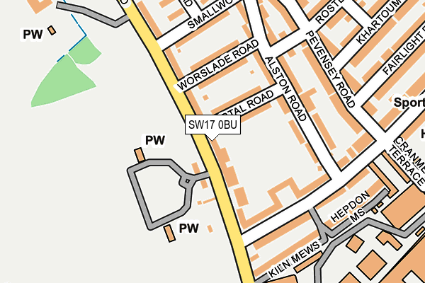 SW17 0BU map - OS OpenMap – Local (Ordnance Survey)