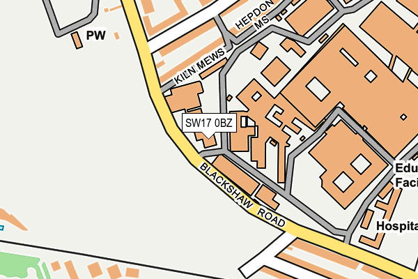 SW17 0BZ map - OS OpenMap – Local (Ordnance Survey)