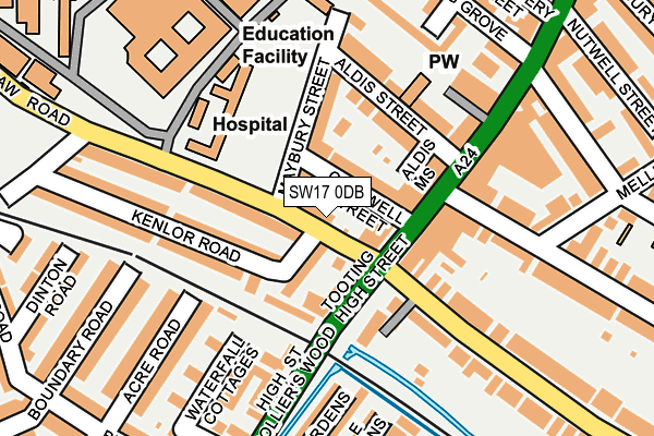 SW17 0DB map - OS OpenMap – Local (Ordnance Survey)