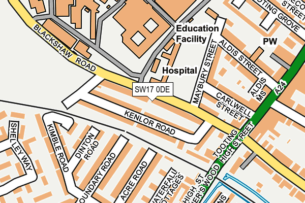 SW17 0DE map - OS OpenMap – Local (Ordnance Survey)