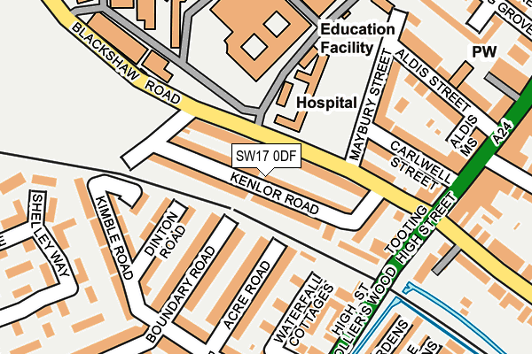 SW17 0DF map - OS OpenMap – Local (Ordnance Survey)