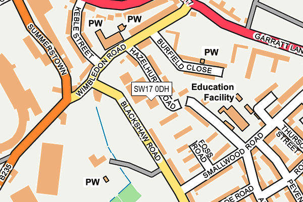 SW17 0DH map - OS OpenMap – Local (Ordnance Survey)