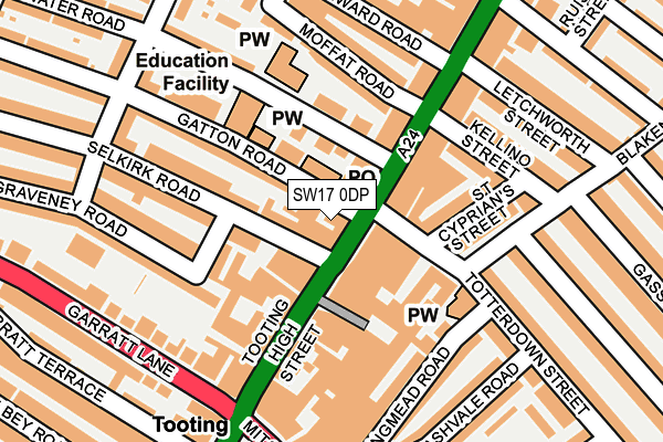 SW17 0DP map - OS OpenMap – Local (Ordnance Survey)