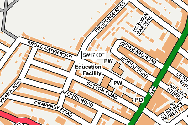 SW17 0DT map - OS OpenMap – Local (Ordnance Survey)