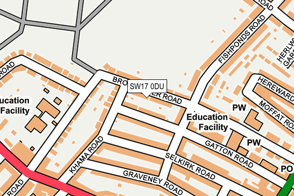 SW17 0DU map - OS OpenMap – Local (Ordnance Survey)