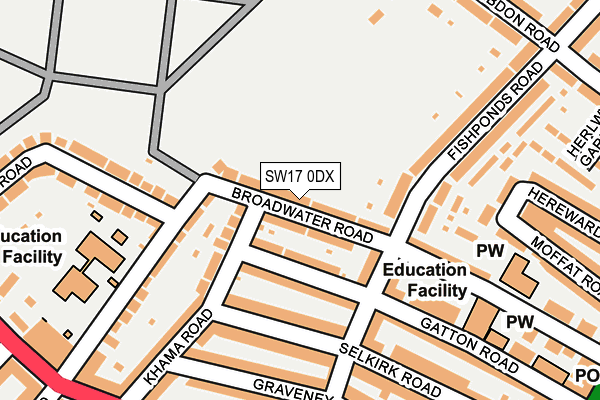 SW17 0DX map - OS OpenMap – Local (Ordnance Survey)