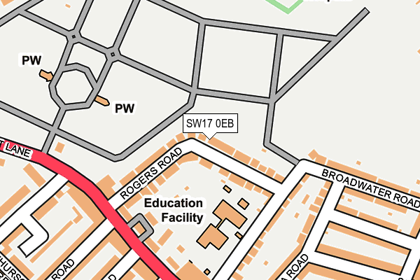 SW17 0EB map - OS OpenMap – Local (Ordnance Survey)