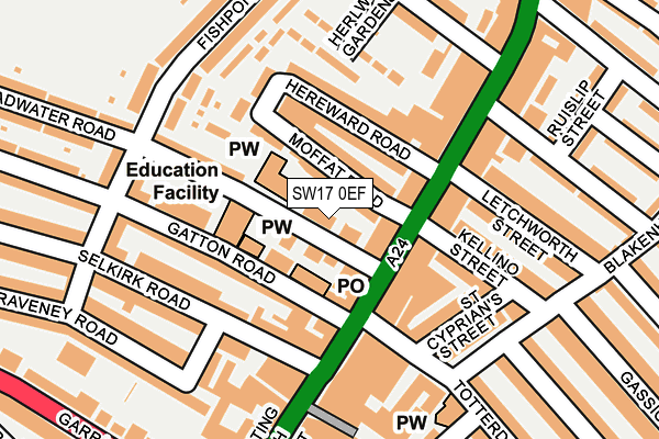 SW17 0EF map - OS OpenMap – Local (Ordnance Survey)