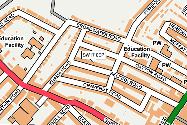 SW17 0EP map - OS OpenMap – Local (Ordnance Survey)