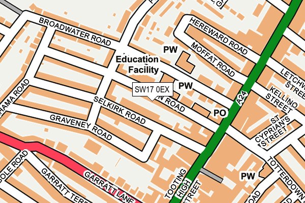 SW17 0EX map - OS OpenMap – Local (Ordnance Survey)