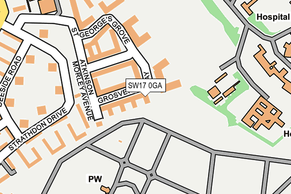 SW17 0GA map - OS OpenMap – Local (Ordnance Survey)