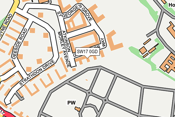 SW17 0GD map - OS OpenMap – Local (Ordnance Survey)