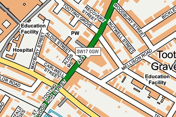 SW17 0GW map - OS OpenMap – Local (Ordnance Survey)