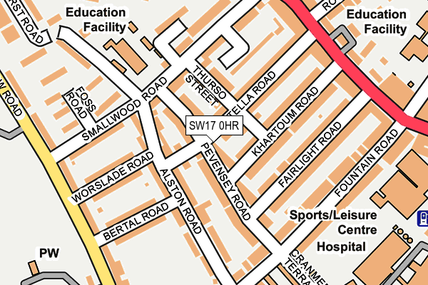 SW17 0HR map - OS OpenMap – Local (Ordnance Survey)