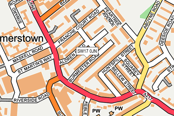 SW17 0JN map - OS OpenMap – Local (Ordnance Survey)