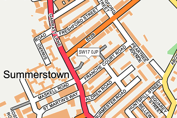 SW17 0JP map - OS OpenMap – Local (Ordnance Survey)