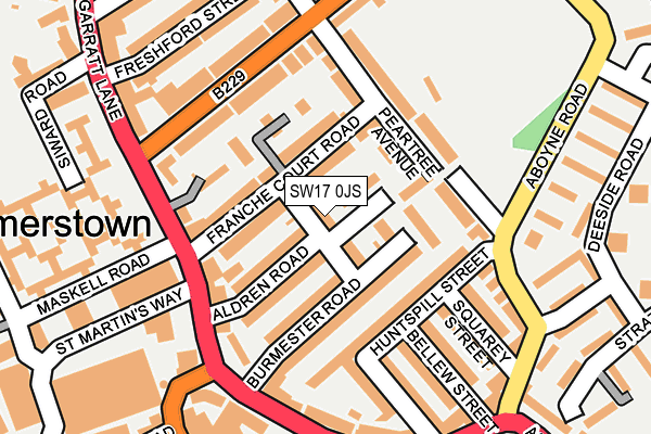 SW17 0JS map - OS OpenMap – Local (Ordnance Survey)