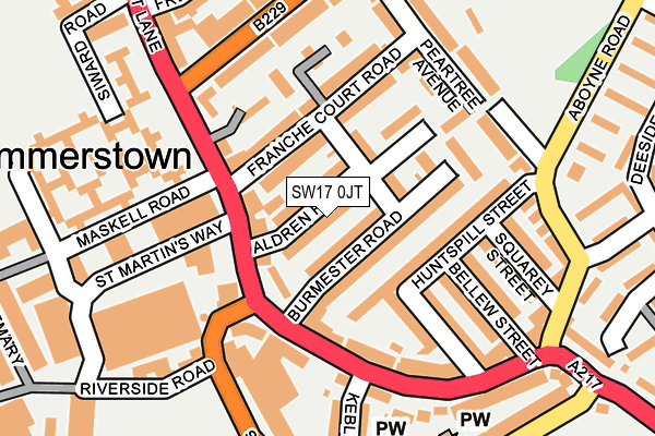 SW17 0JT map - OS OpenMap – Local (Ordnance Survey)