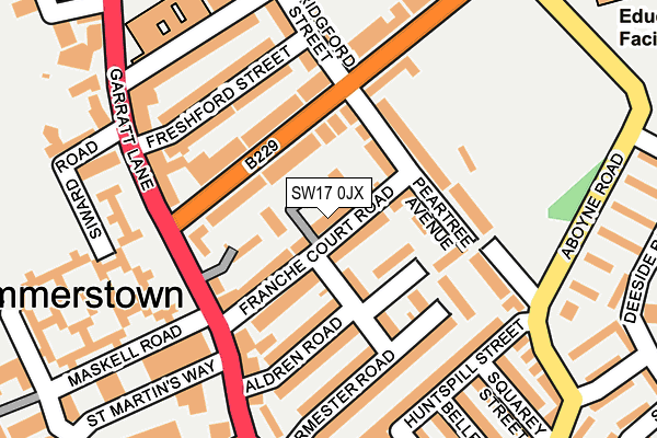 SW17 0JX map - OS OpenMap – Local (Ordnance Survey)